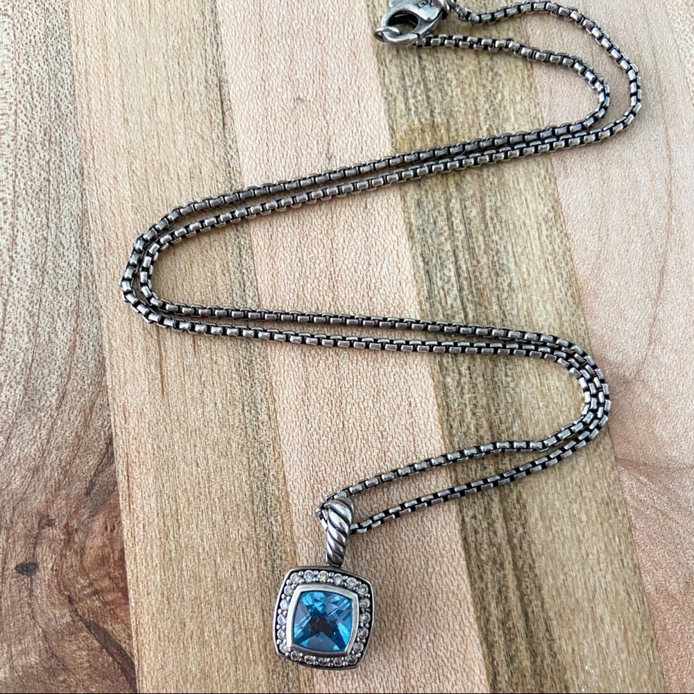 David Yurman Blue Topaz Necklace with Diamonds